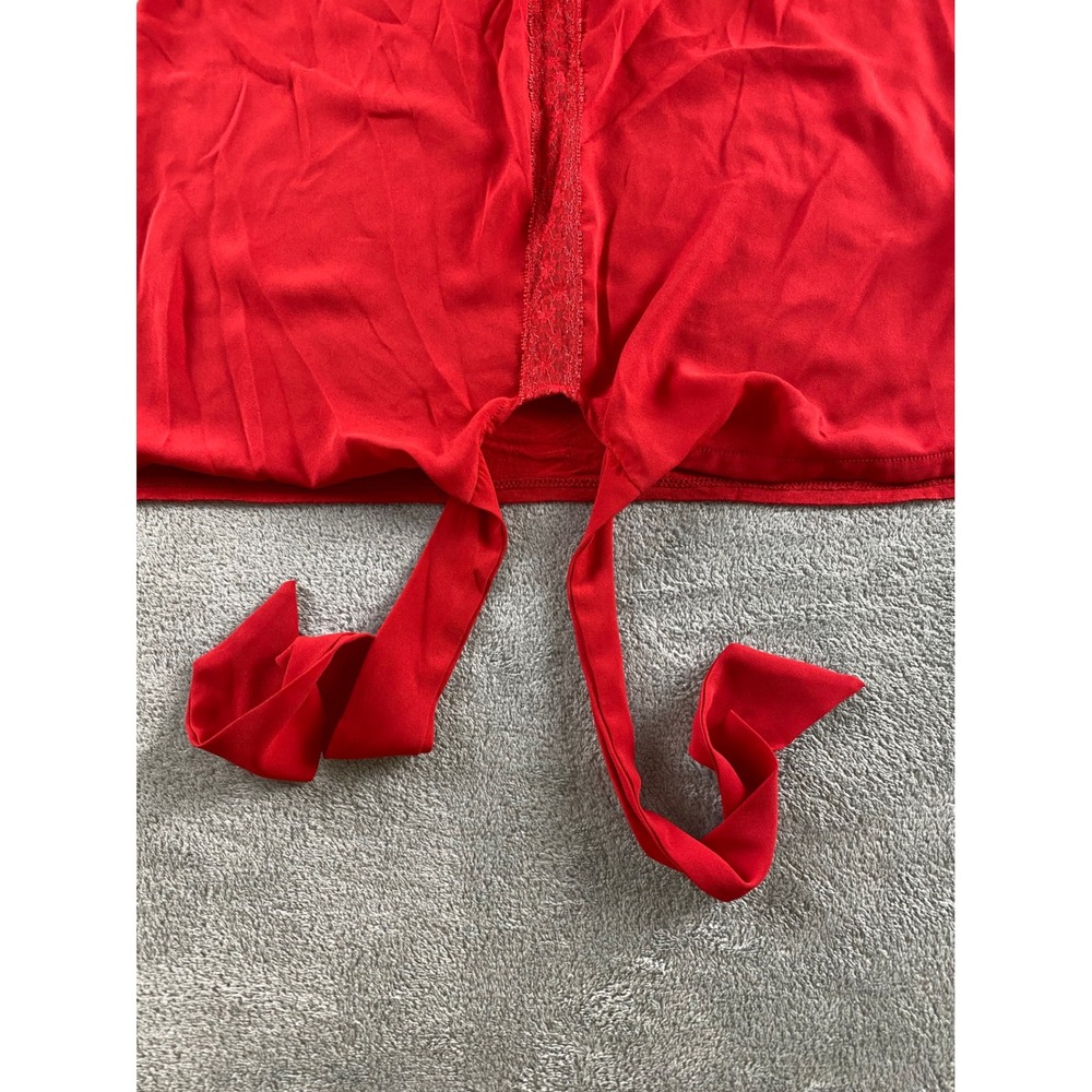 INC International Concepts Red Off The Shoulder Lace Tie Front Blouse Small‎ - Picture 10 of 13